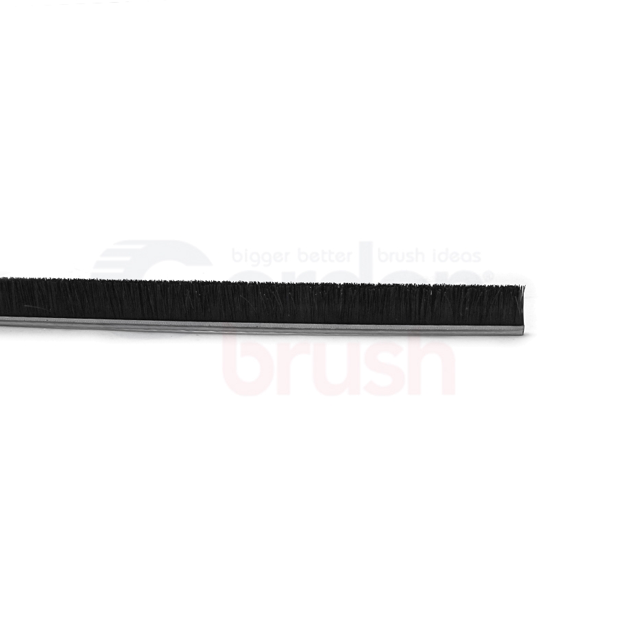 Height 1" No. 4 Channel Strip Brush - .010" Bristle Diameter - Black 100% Conductive Nylon 